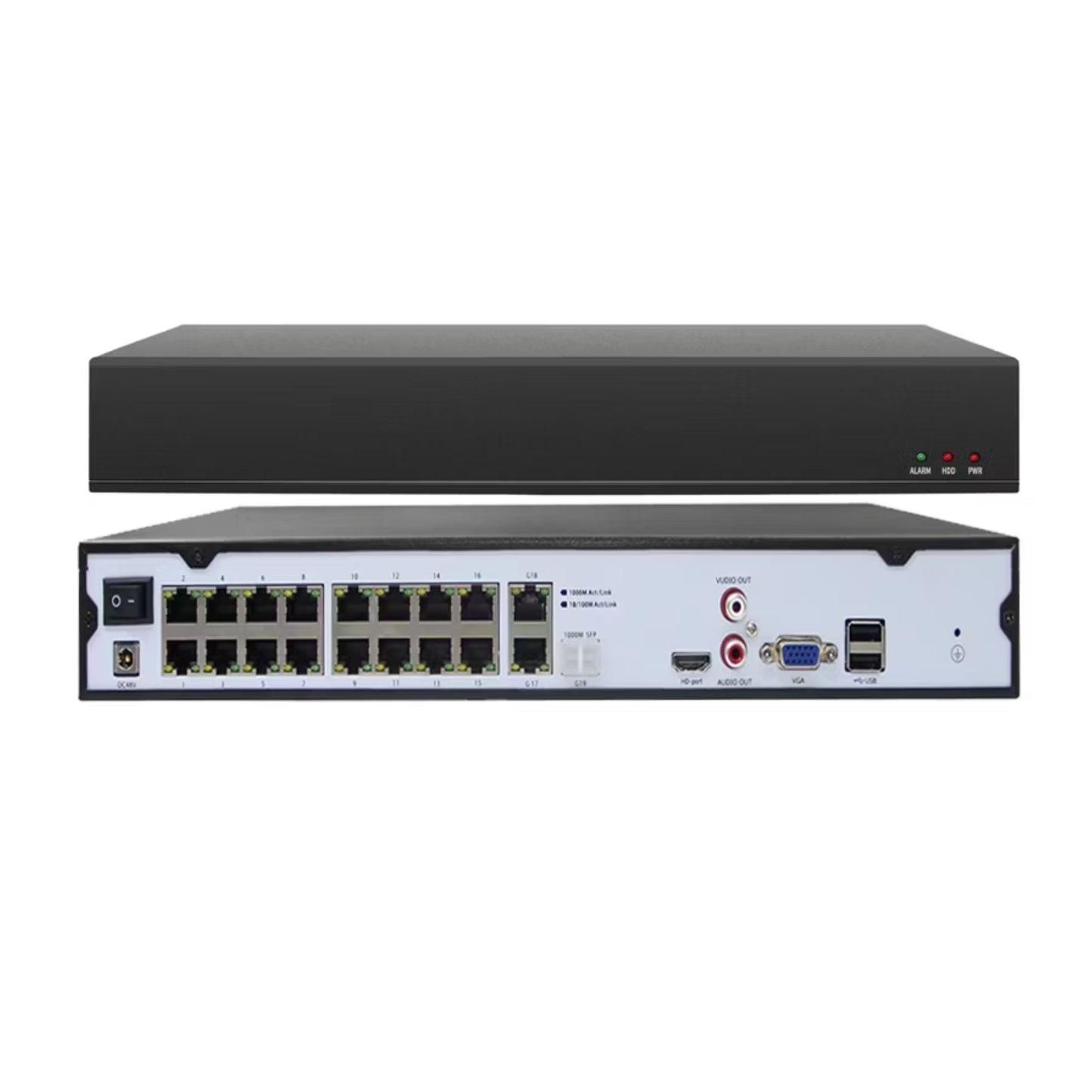 NVR1116S – 16 Channel High Range NVR, 1080P/4K, 200 Mbps